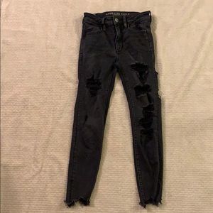 Black ripped American eagle jeans